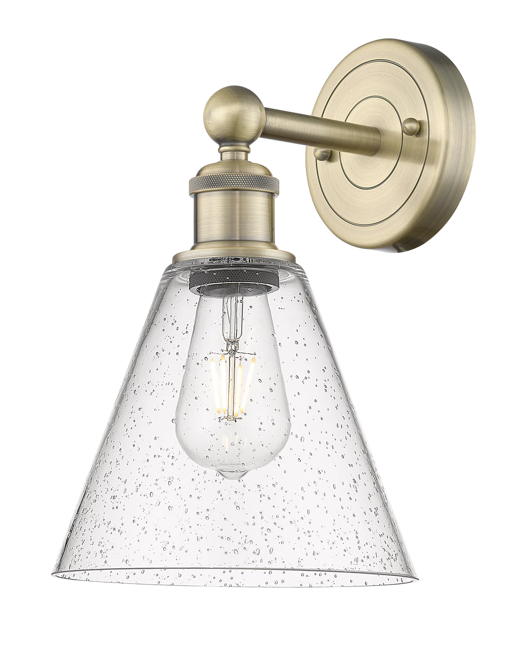 Innovations Lighting Berkshire Glass 8" Sconce - Antique Brass Wall Sconces Innovations Lighting Seedy ; Glass Type: Seeded  