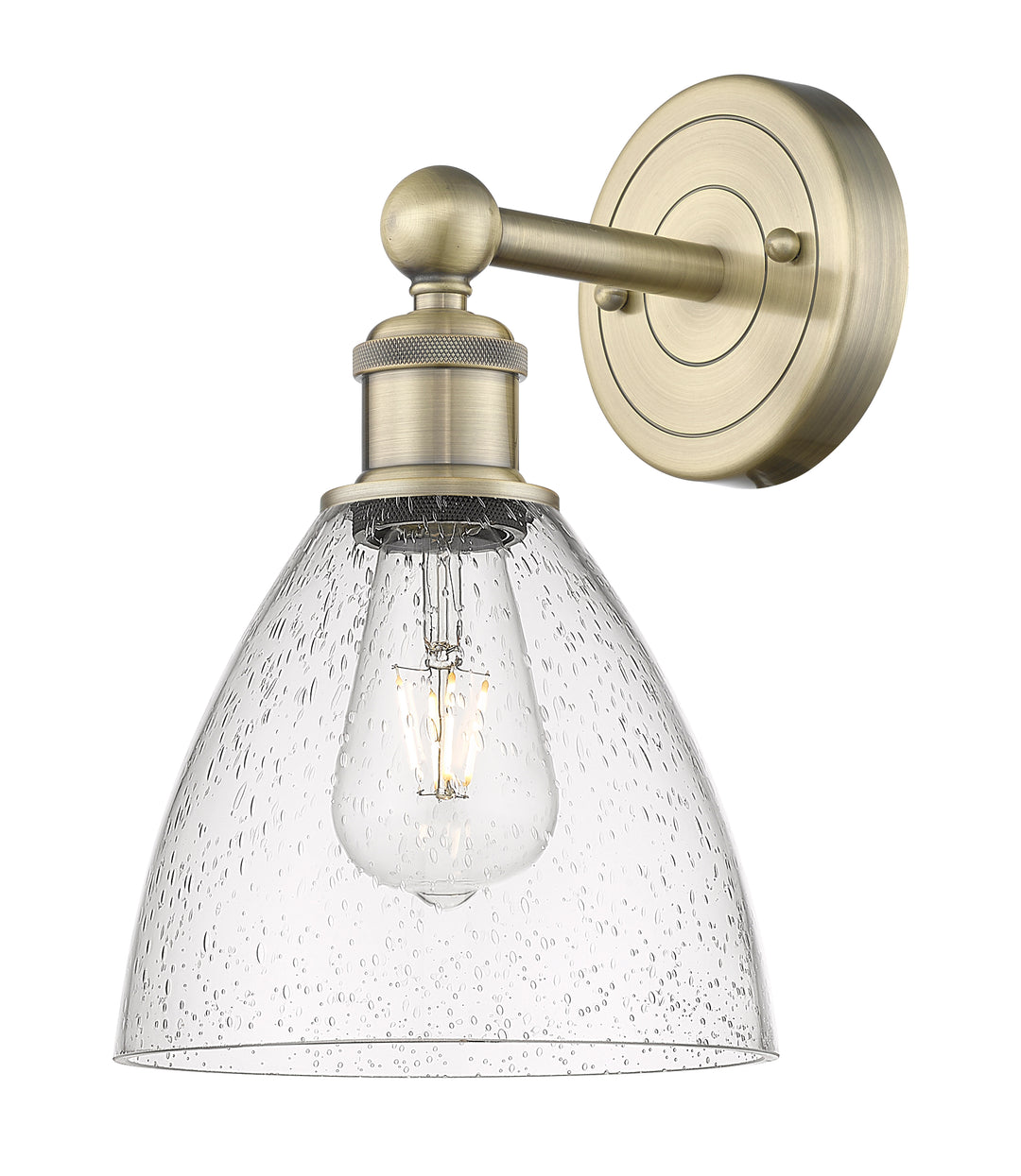 Innovations Lighting Bristol 7.5" Sconce - Antique Brass Wall Sconces Innovations Lighting Seedy ; Glass Type: Seeded  