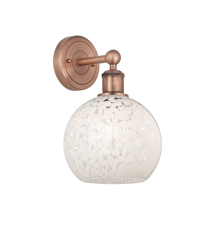 Innovations Lighting White Mouchette 8" Sconce - Antique Copper Wall Sconces Innovations Lighting White Mouchette ; Glass Type: White  