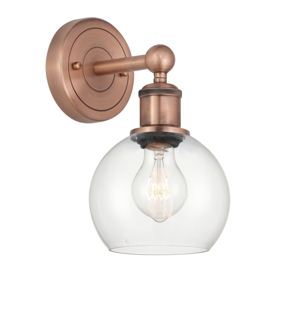 Innovations Lighting Athens 6" Sconce - Antique Copper Wall Sconces Innovations Lighting Clear ; Glass Type: Transparent  