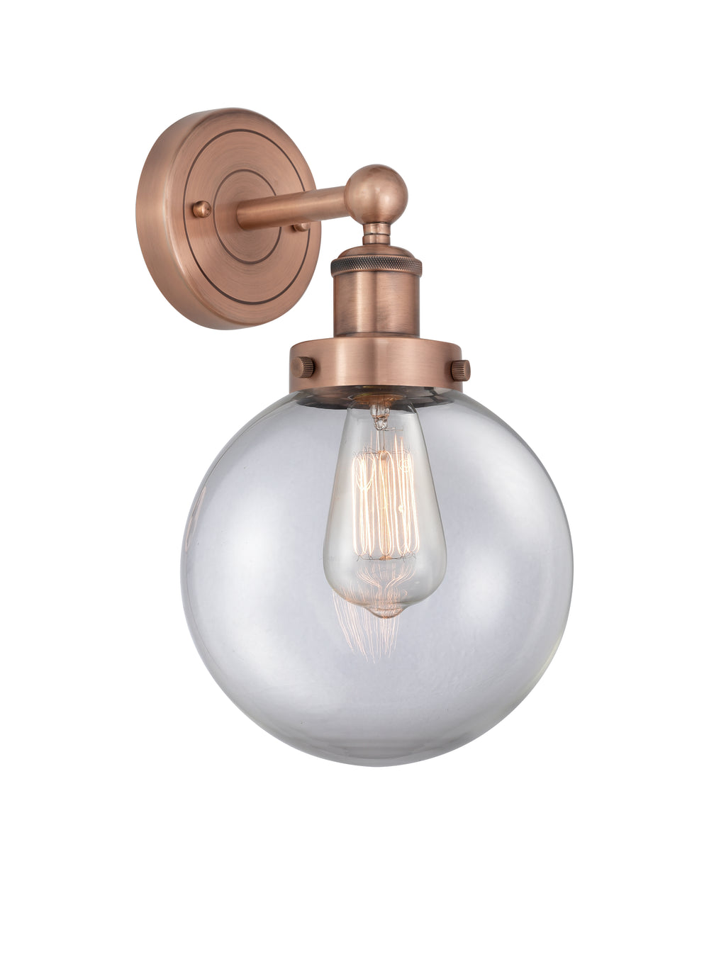 Innovations Lighting Beacon 8" Sconce - Antique Copper Wall Sconces Innovations Lighting Clear ; Glass Type: Transparent  