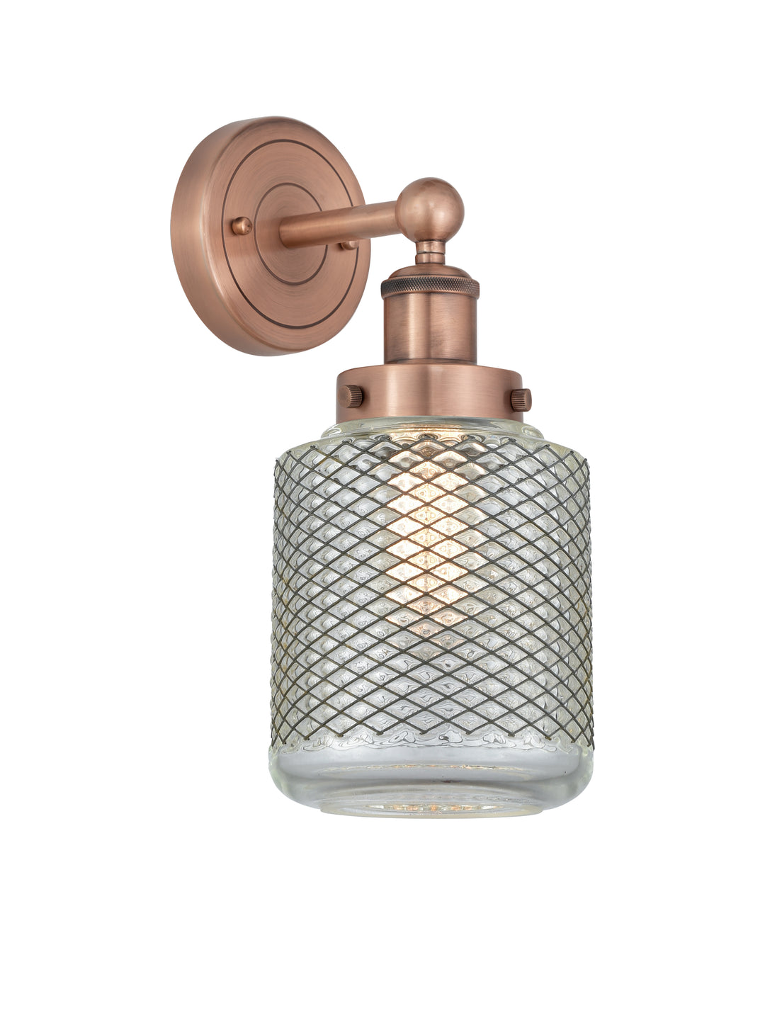 Innovations Lighting Stanton 6" Sconce - Antique Copper Wall Sconces Innovations Lighting Clear Wire Mesh ; Glass Type: Transparent  