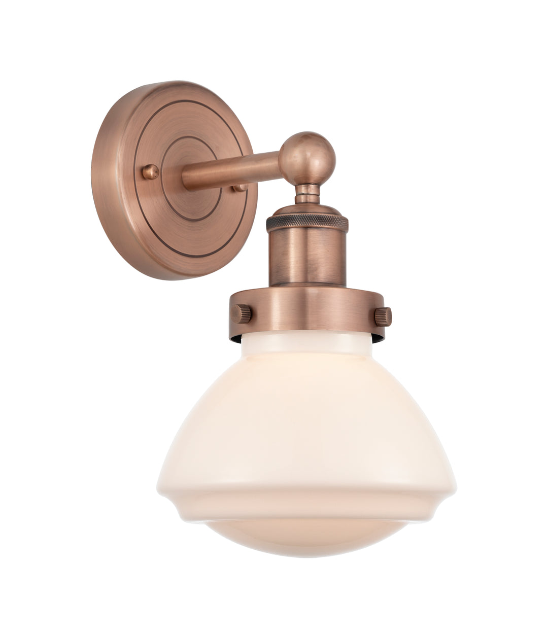 Innovations Lighting Olean 6.75" Sconce - Antique Copper Wall Sconces Innovations Lighting Matte White ; Glass Type: Frosted; Ribbed  