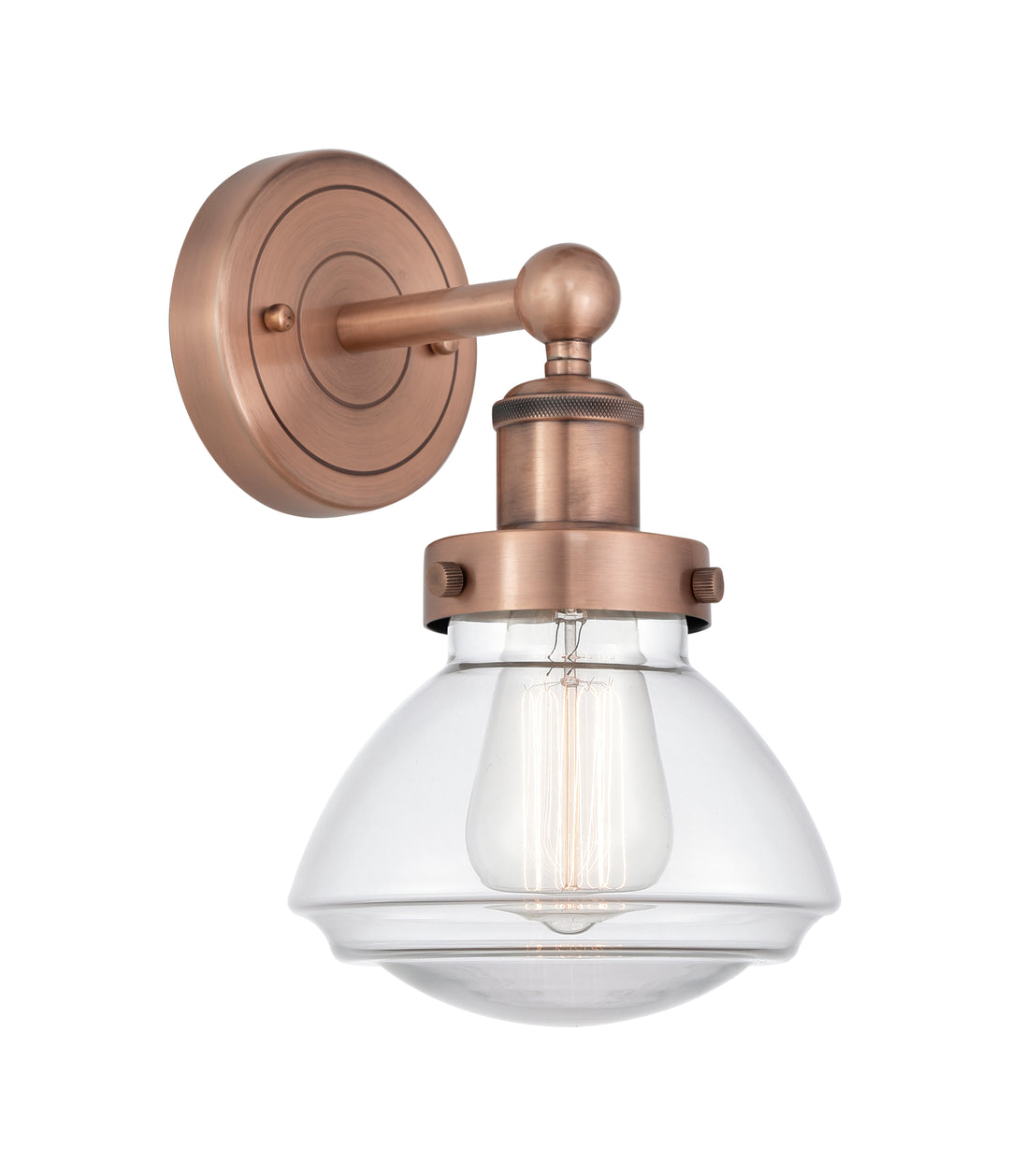 Innovations Lighting Olean 6.75" Sconce - Antique Copper Wall Sconces Innovations Lighting Clear ; Glass Type: Transparent; Ribbed  