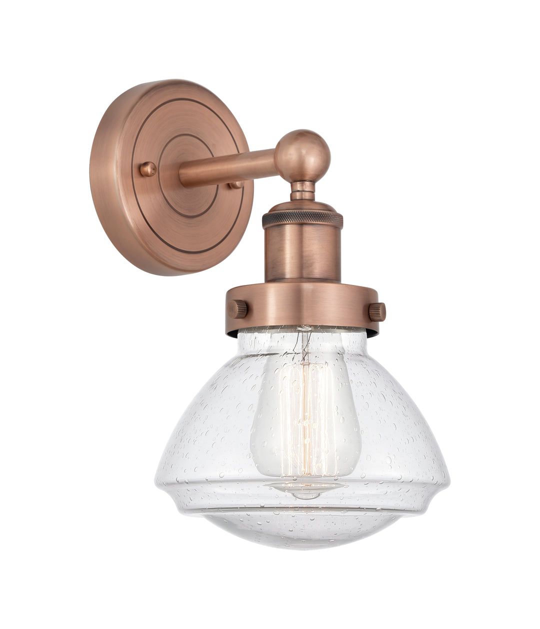 Innovations Lighting Olean 6.75" Sconce - Antique Copper Wall Sconces Innovations Lighting Seedy ; Glass Type: Seeded  