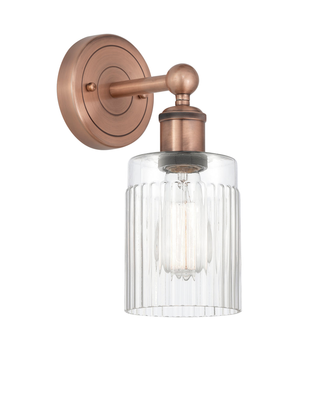 Innovations Lighting Hadley 5" Sconce - Antique Copper Wall Sconces Innovations Lighting Clear ; Glass Type: Clear; Ribbed  