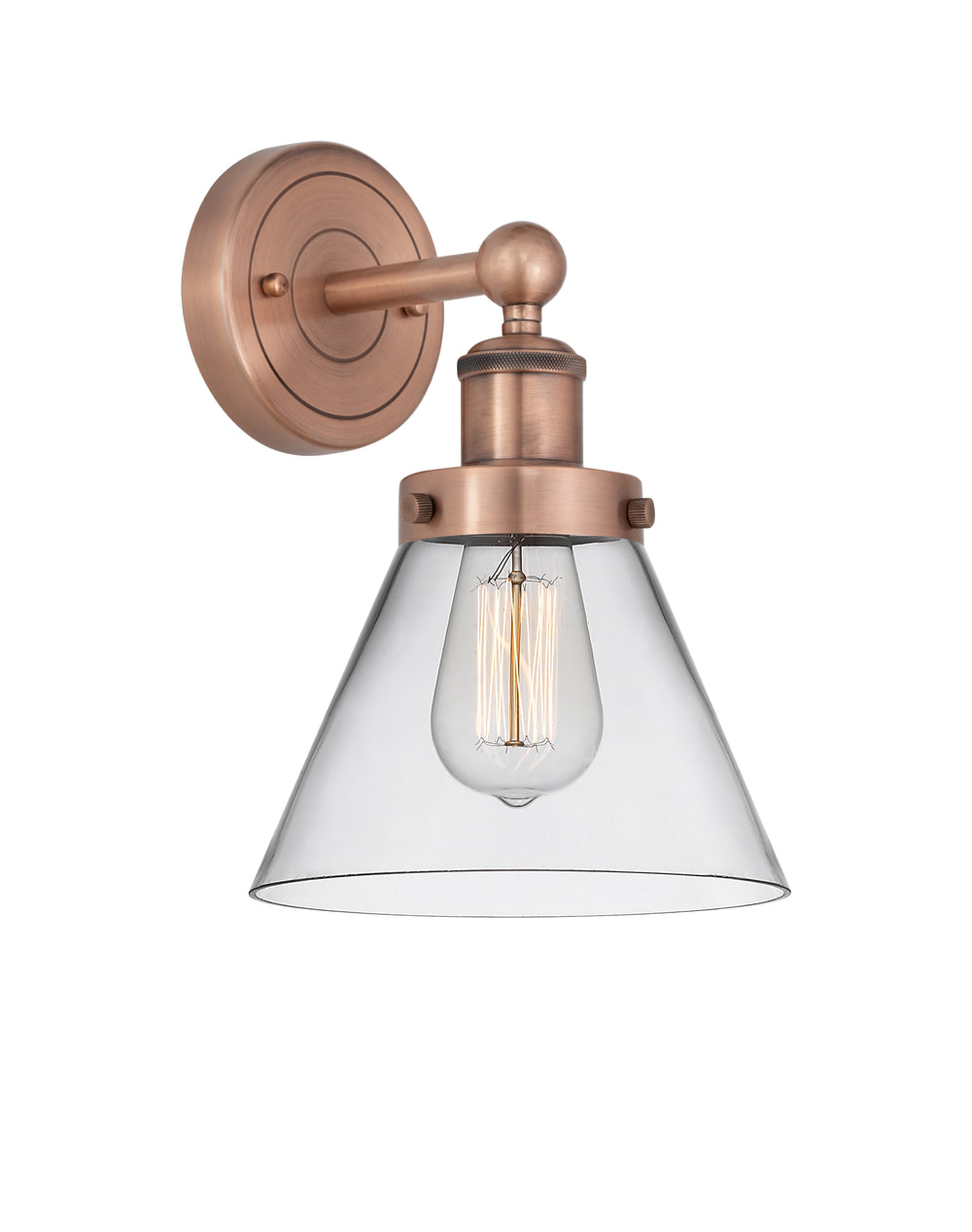 Innovations Lighting Cone 8" Sconce - Antique Copper Wall Sconces Innovations Lighting Clear ; Glass Type: Transparent  