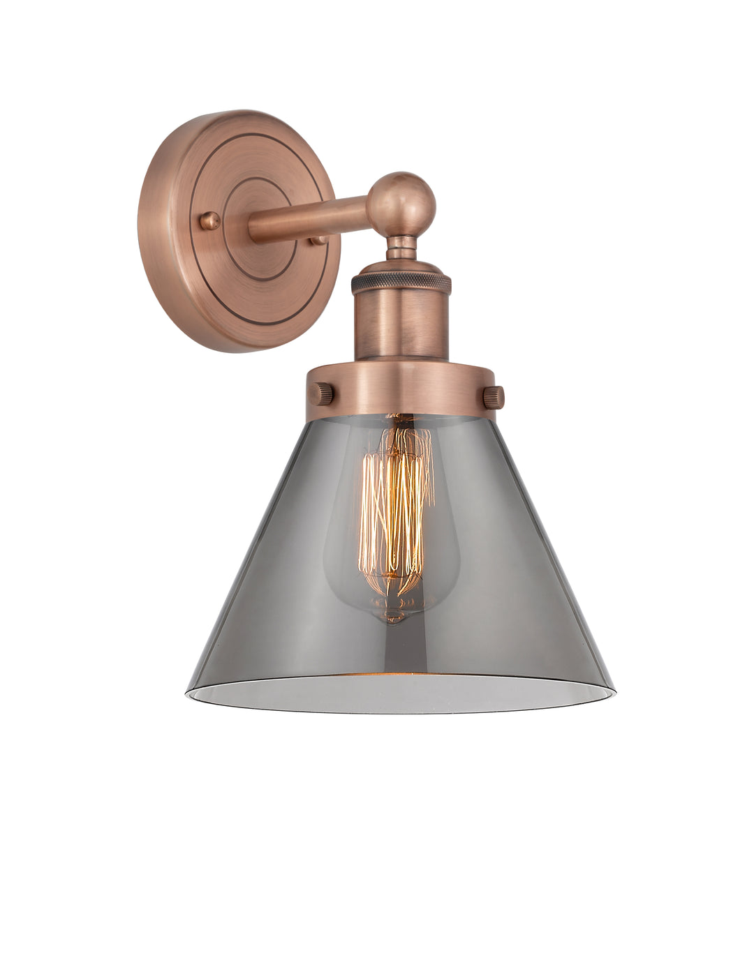 Innovations Lighting Cone 8" Sconce - Antique Copper Wall Sconces Innovations Lighting Light Smoke ; Glass Type: Colorful  