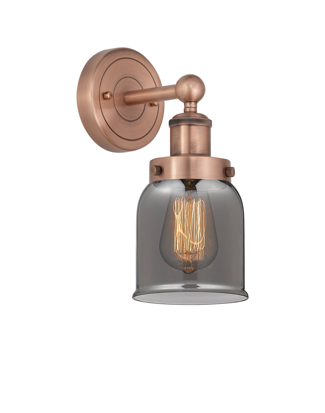 Innovations Lighting Bell 5" Sconce - Antique Copper Wall Sconces Innovations Lighting Light Smoke ; Glass Type: Colorful  