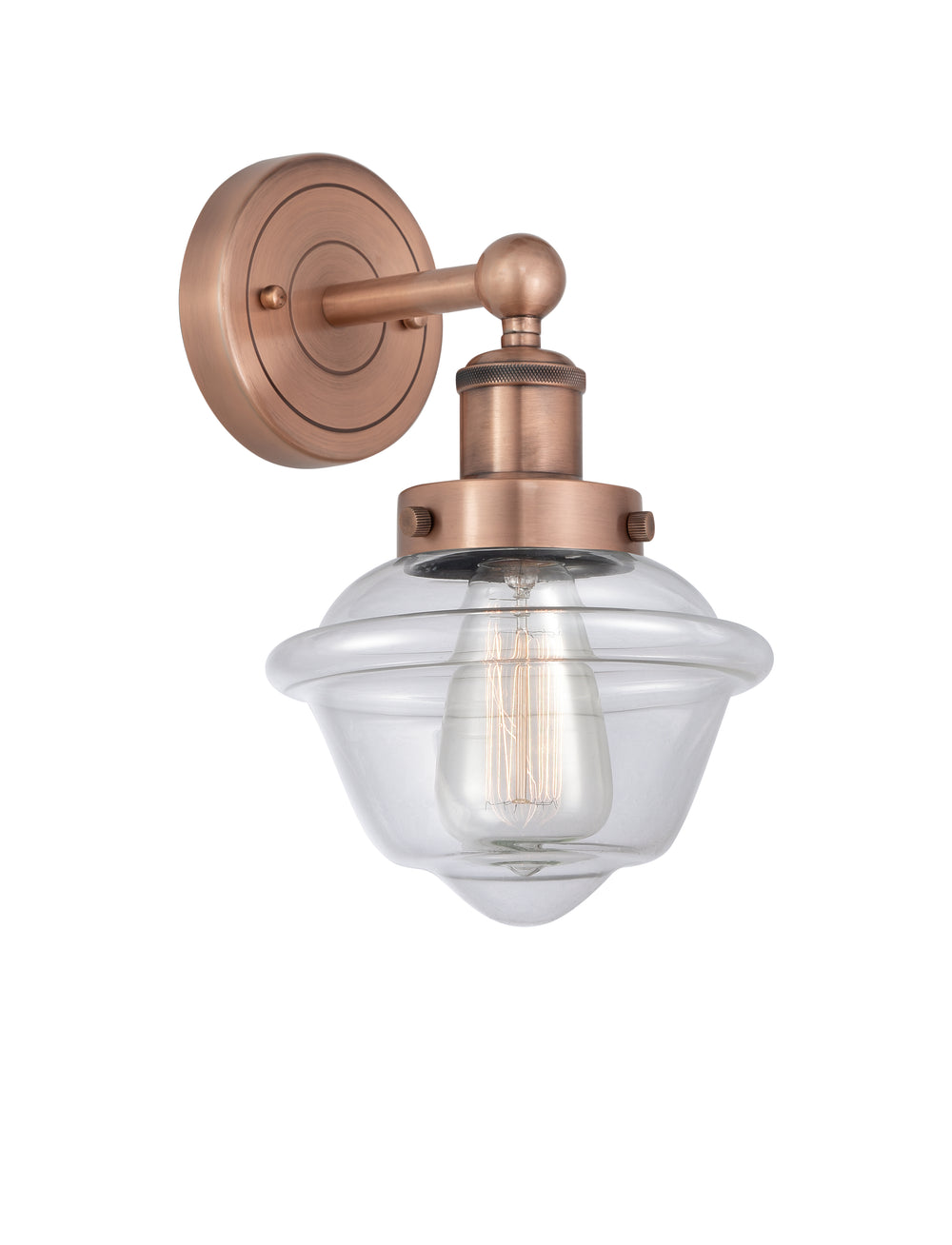 Innovations Lighting Oxford 7.5" Sconce - Antique Copper Wall Sconces Innovations Lighting Clear ; Glass Type: Transparent; Ribbed  