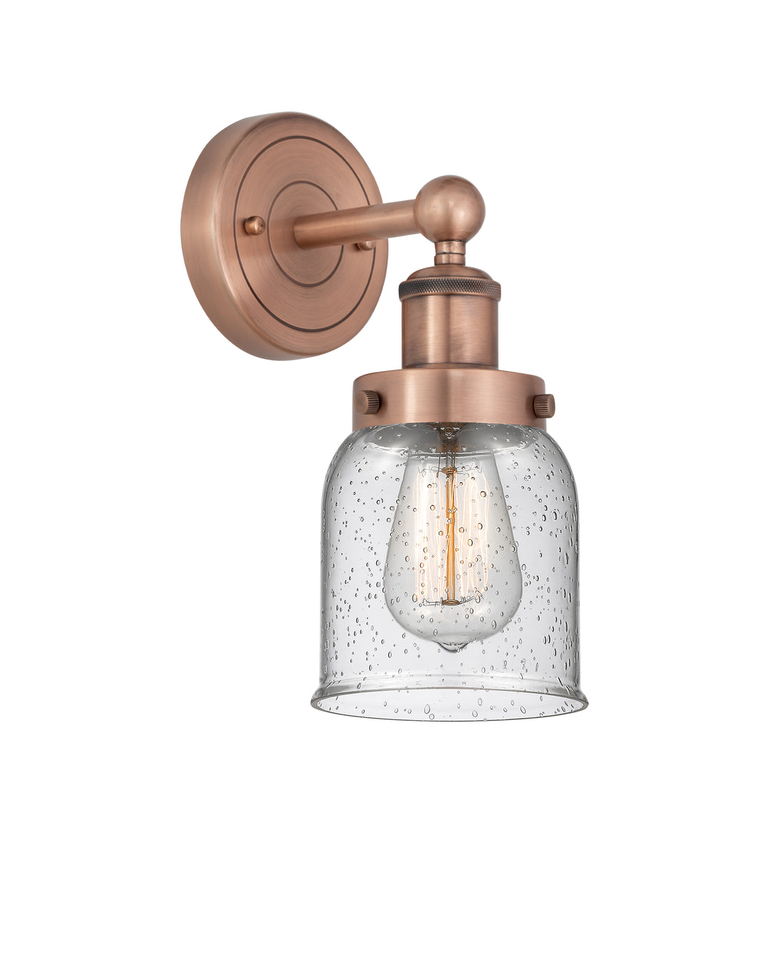 Innovations Lighting Bell 5" Sconce - Antique Copper Wall Sconces Innovations Lighting Seedy ; Glass Type: Seedy; Ribbed  