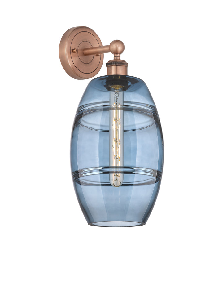 Innovations Lighting Vaz 8" Sconce - Antique Copper Wall Sconces Innovations Lighting Blue  ; Glass Type: Blue  