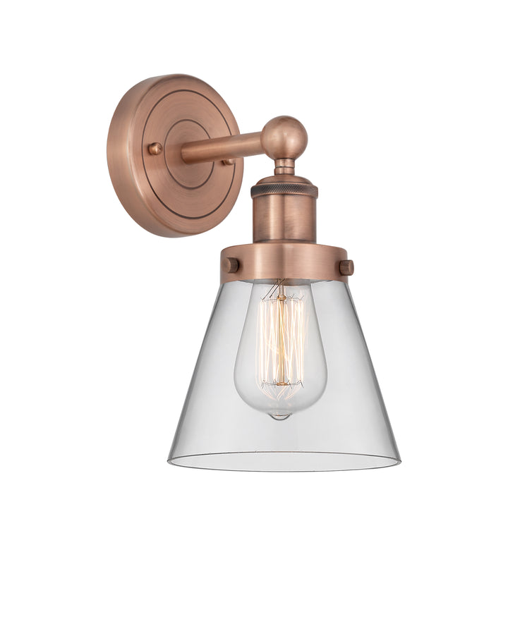 Innovations Lighting Cone 6" Sconce - Antique Copper Wall Sconces Innovations Lighting Clear ; Glass Type: Transparent; Ribbed  