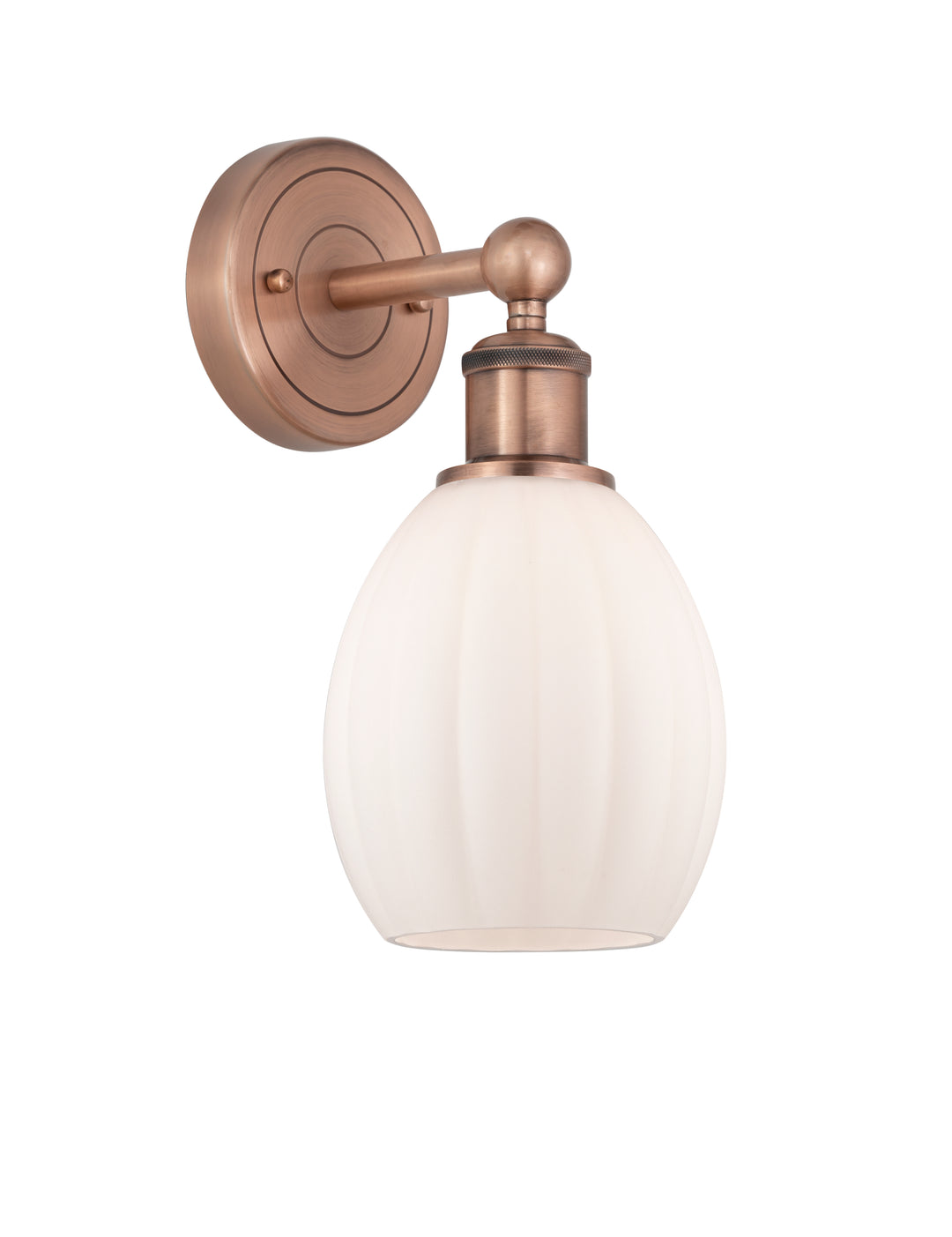 Innovations Lighting Eaton 5.5" Sconce - Antique Copper Wall Sconces Innovations Lighting Matte White ; Glass Type: White; Ribbed  