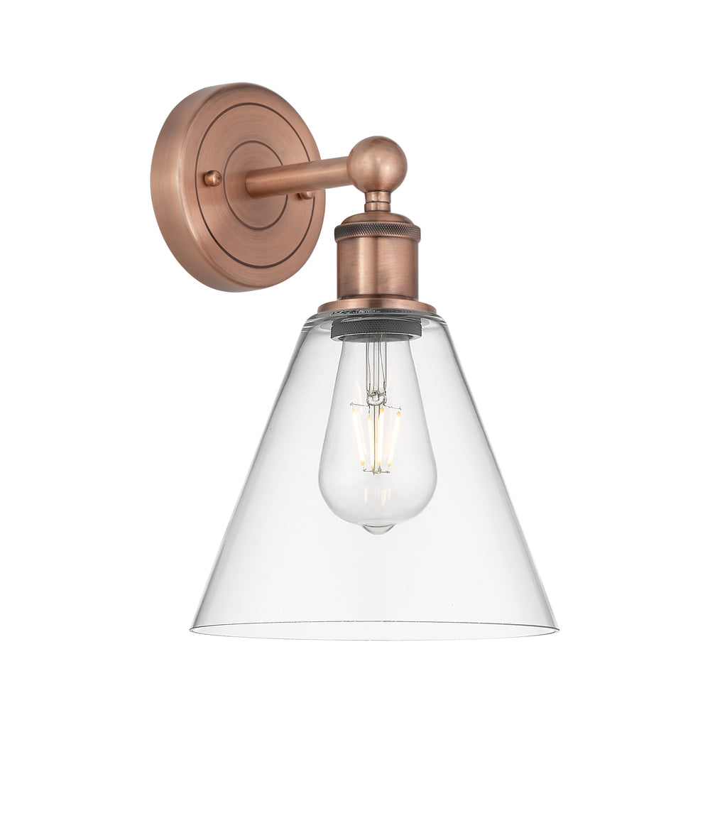 Innovations Lighting Berkshire Glass 8" Sconce - Antique Copper Wall Sconces Innovations Lighting Clear ; Glass Type: Clear  