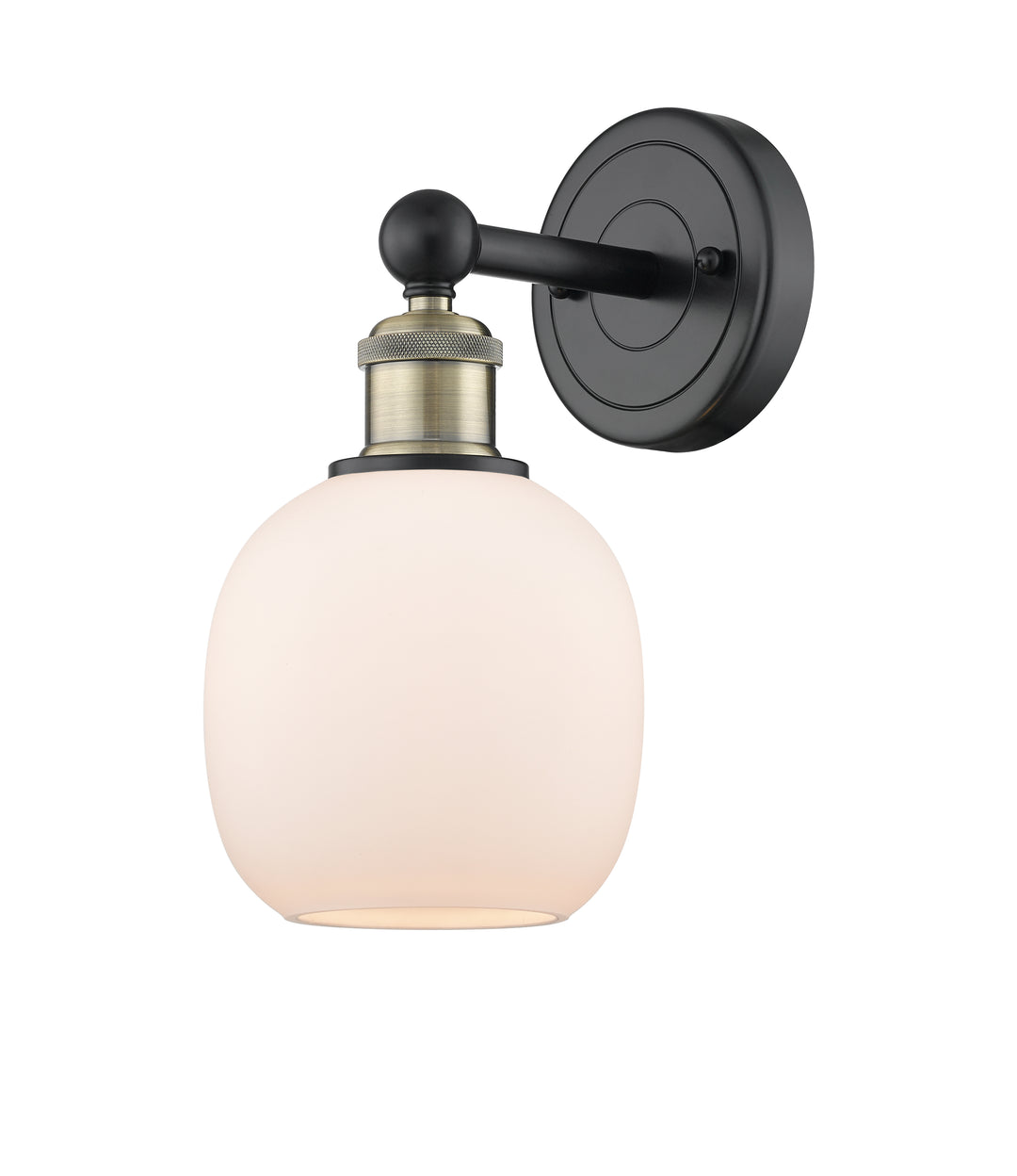 Innovations Lighting Belfast 6" Sconce - Black Antique Brass Wall Sconces Innovations Lighting Matte White ; Glass Type: White  