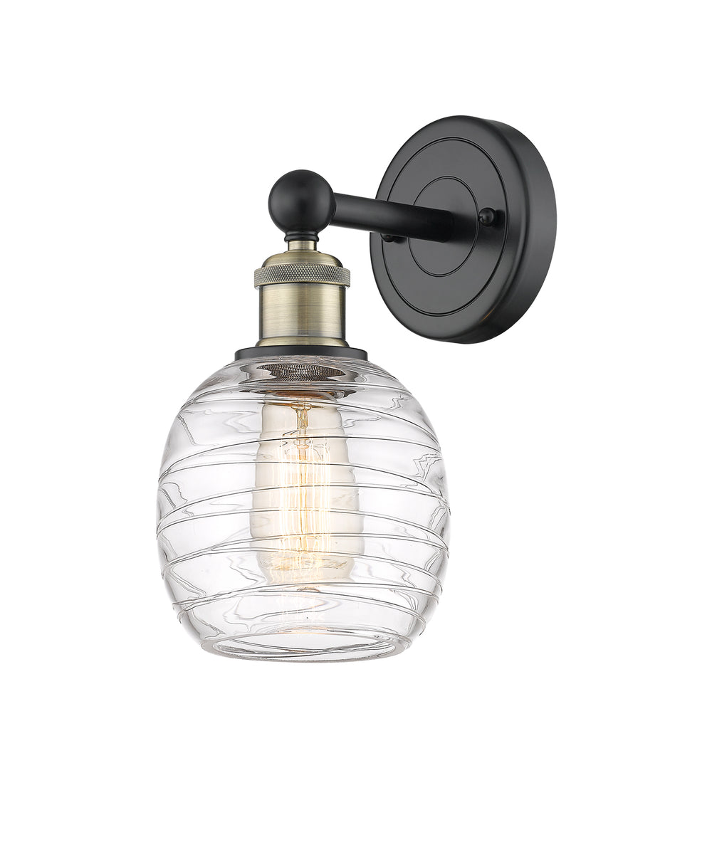 Innovations Lighting Belfast 6" Sconce - Black Antique Brass Wall Sconces Innovations Lighting Deco Swirl ; Glass Type: Clear  