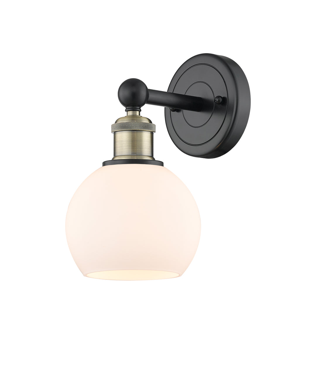 Innovations Lighting Athens 6" Sconce - Black Antique Brass Wall Sconces Innovations Lighting Matte White ; Glass Type: White  