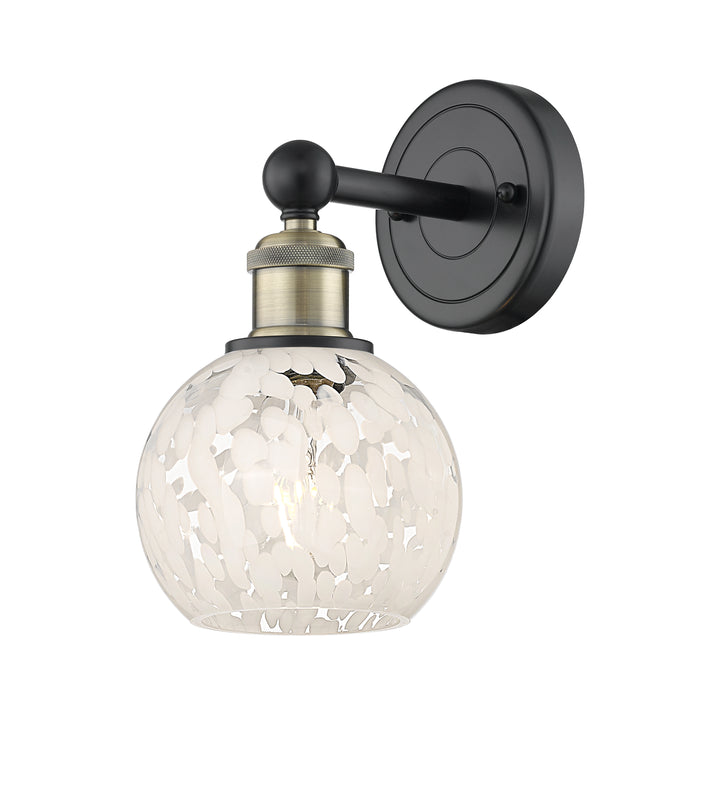 Innovations Lighting White Mouchette 6" Sconce - Black Antique Brass Wall Sconces Innovations Lighting White Mouchette ; Glass Type: White  