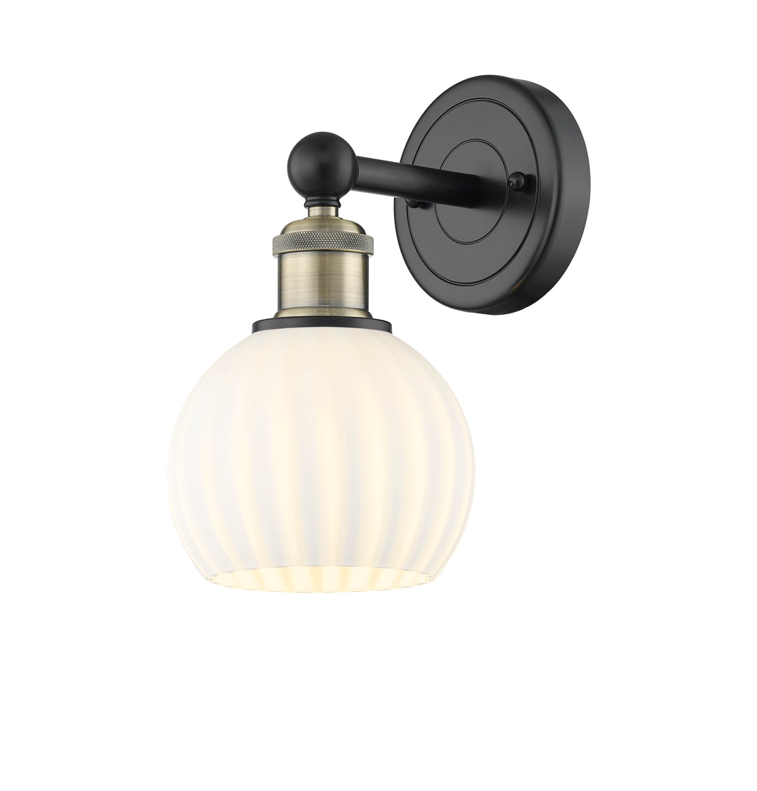 Innovations Lighting White Venetian 6" Sconce - Black Antique Brass