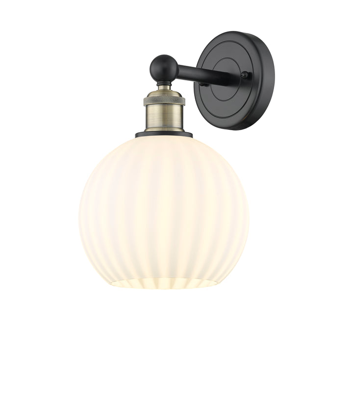 Innovations Lighting White Venetian 8" Sconce - Black Antique Brass Wall Sconces Innovations Lighting White Venetian ; Glass Type: White  