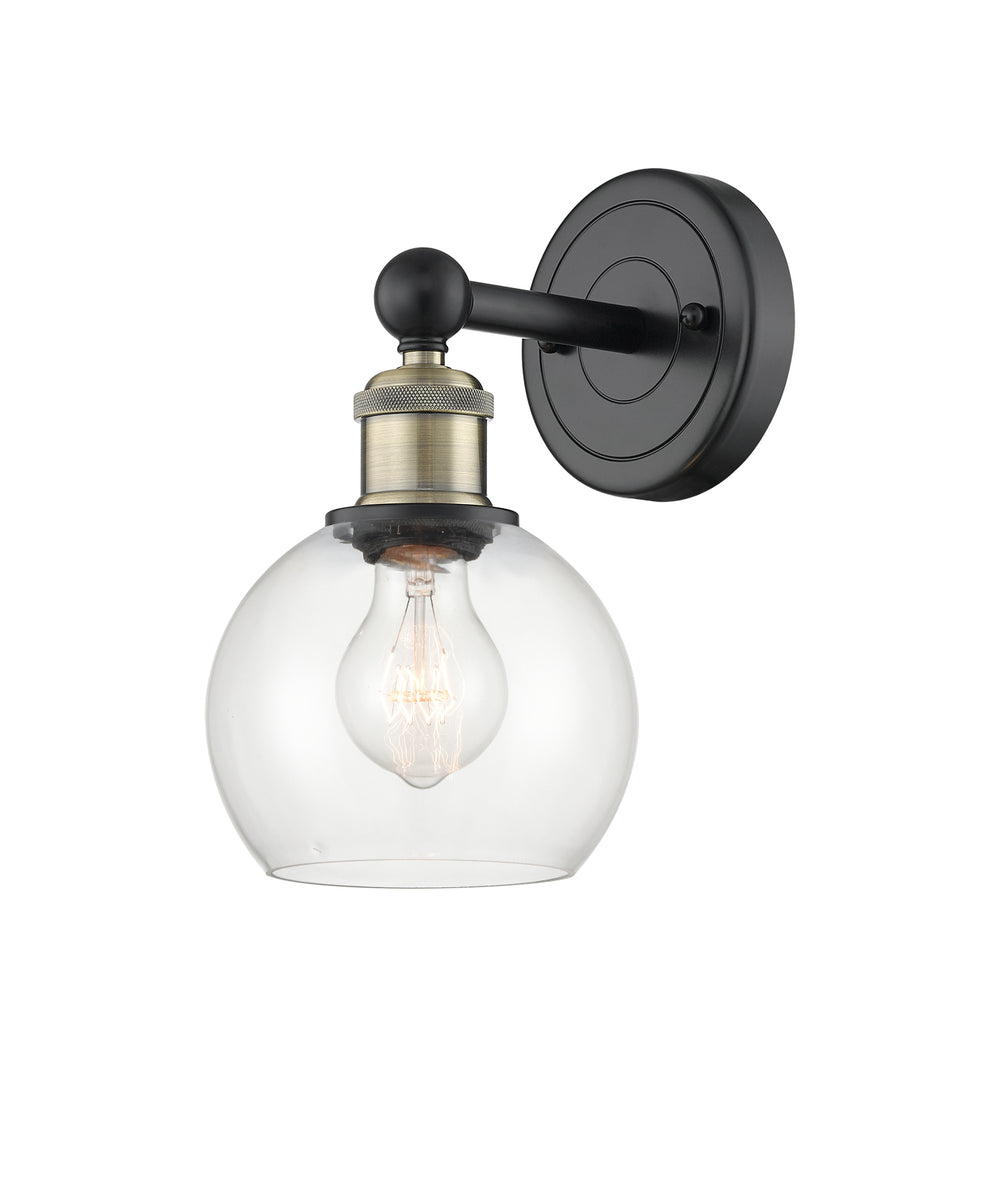 Innovations Lighting Athens 6" Sconce - Black Antique Brass Wall Sconces Innovations Lighting Clear ; Glass Type: Transparent  