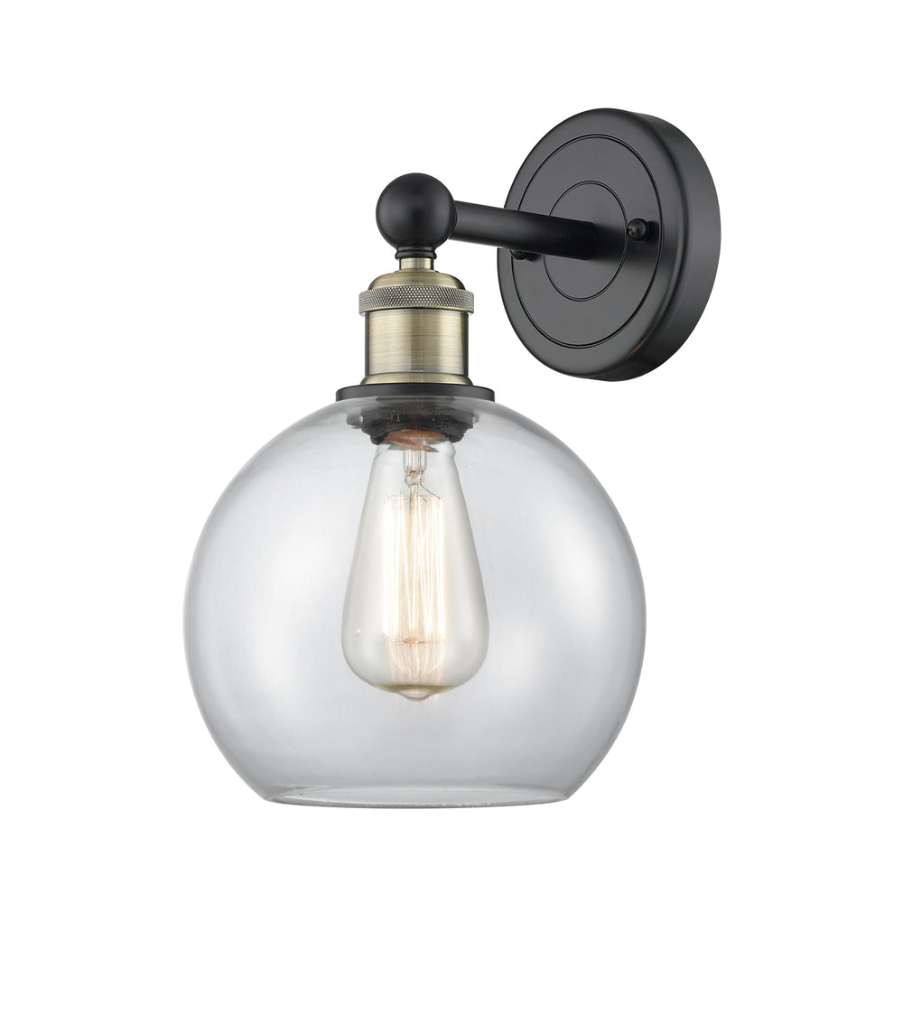 Innovations Lighting Athens 8" Sconce - Black Antique Brass Wall Sconces Innovations Lighting Clear ; Glass Type: Clear  