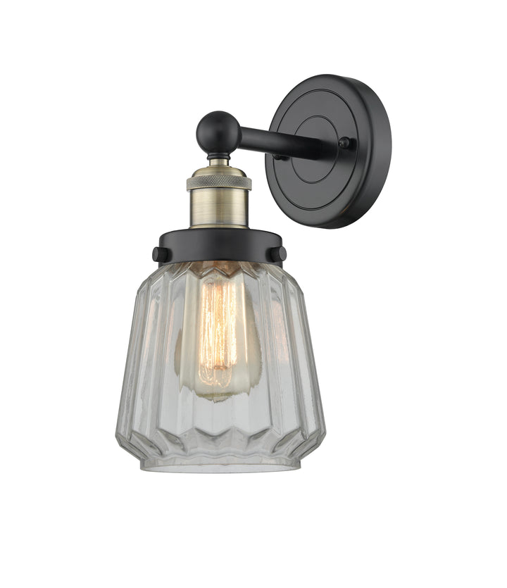 Innovations Lighting Chatham 6" Sconce - Black Antique Brass Wall Sconces Innovations Lighting Clear ; Glass Type: Transparent; Ribbed  