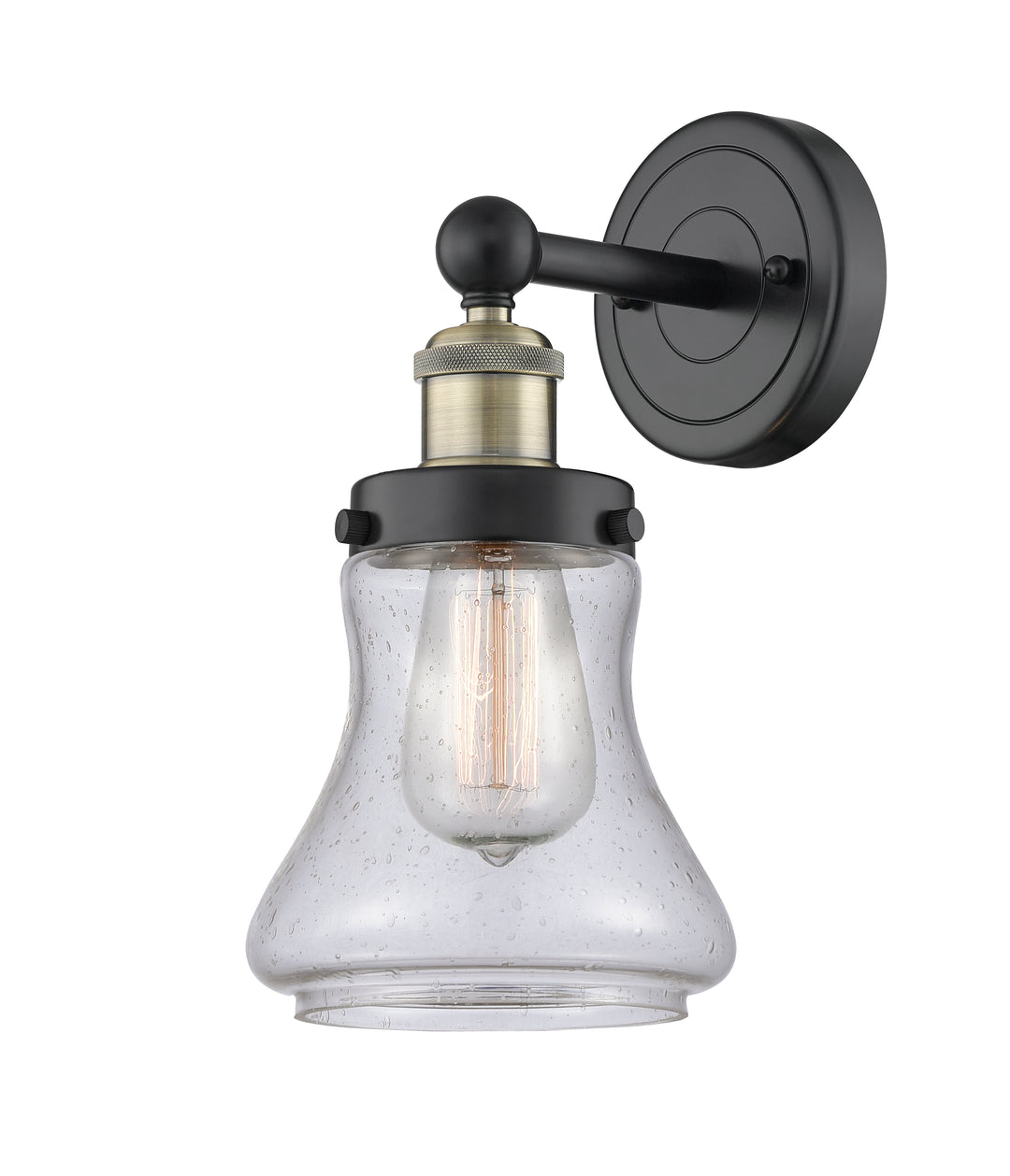 Innovations Lighting Bellmont 6" Sconce - Black Antique Brass Wall Sconces Innovations Lighting Seedy ; Glass Type: Seedy; Ribbed  