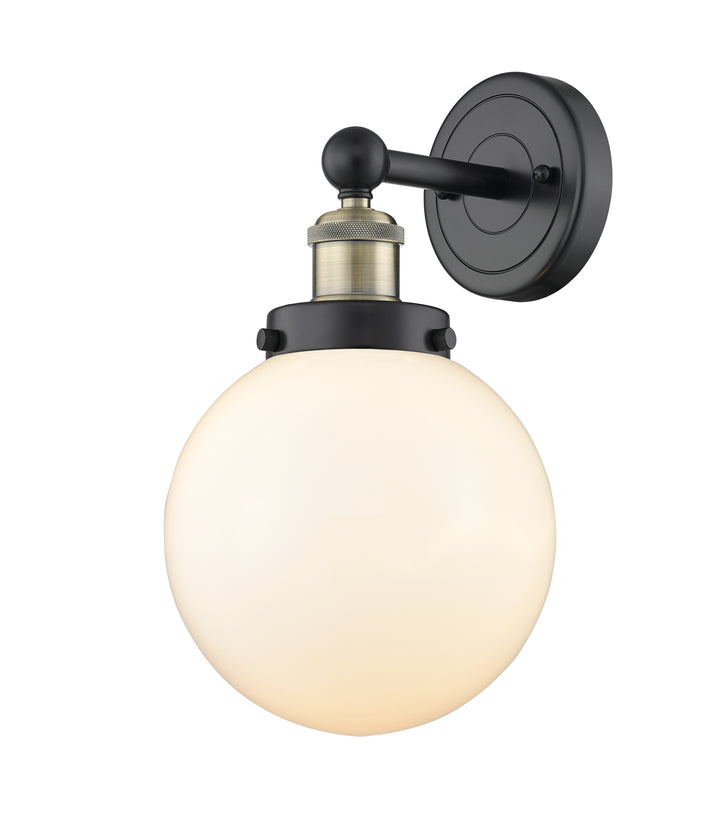 Innovations Lighting Beacon 8" Sconce - Black Antique Brass Wall Sconces Innovations Lighting Matte White ; Glass Type: Frosted  