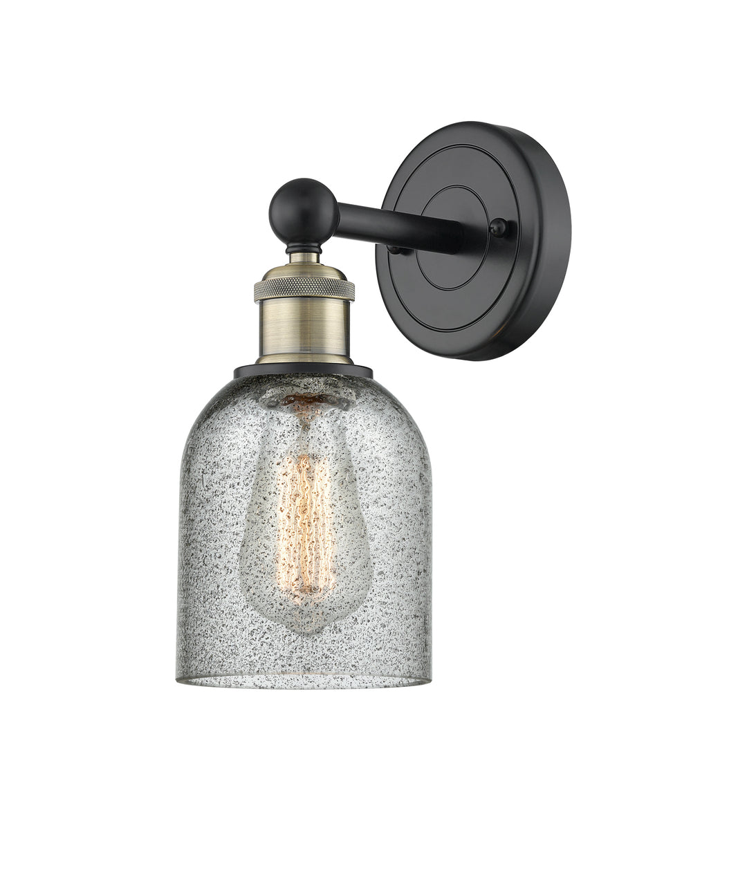 Innovations Lighting Caledonia 5" Sconce - Black Antique Brass Wall Sconces Innovations Lighting Charcoal ; Glass Type: Charcoal  