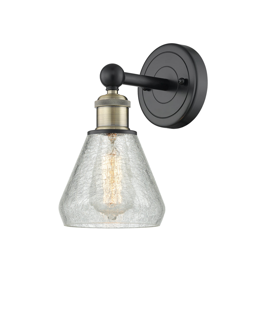 Innovations Lighting Conesus 6" Sconce - Black Antique Brass Wall Sconces Innovations Lighting Clear Crackle ; Glass Type: Crackled  