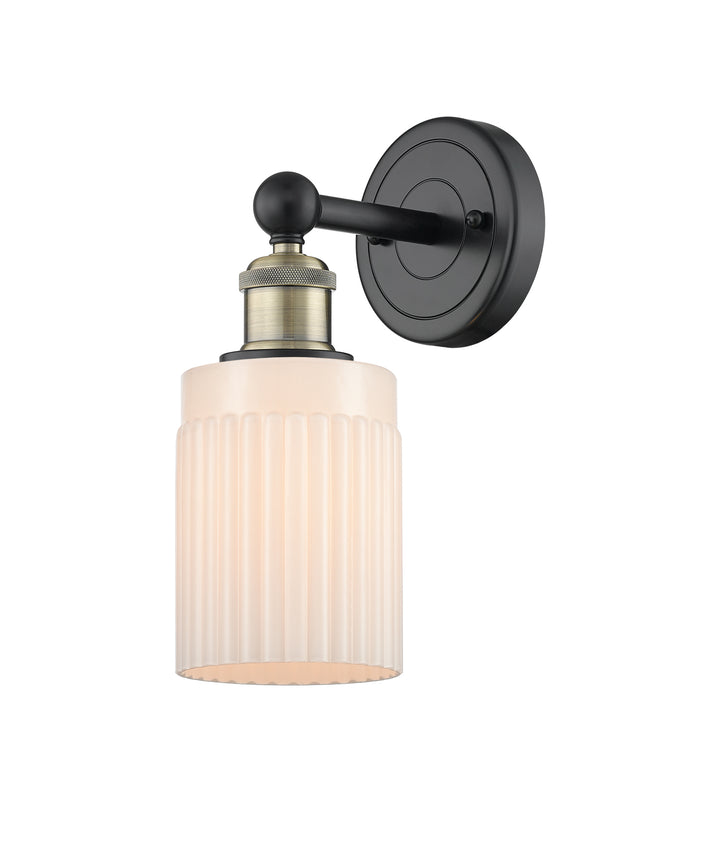 Innovations Lighting Hadley 5" Sconce - Black Antique Brass Wall Sconces Innovations Lighting Matte White ; Glass Type: White; Ribbed  