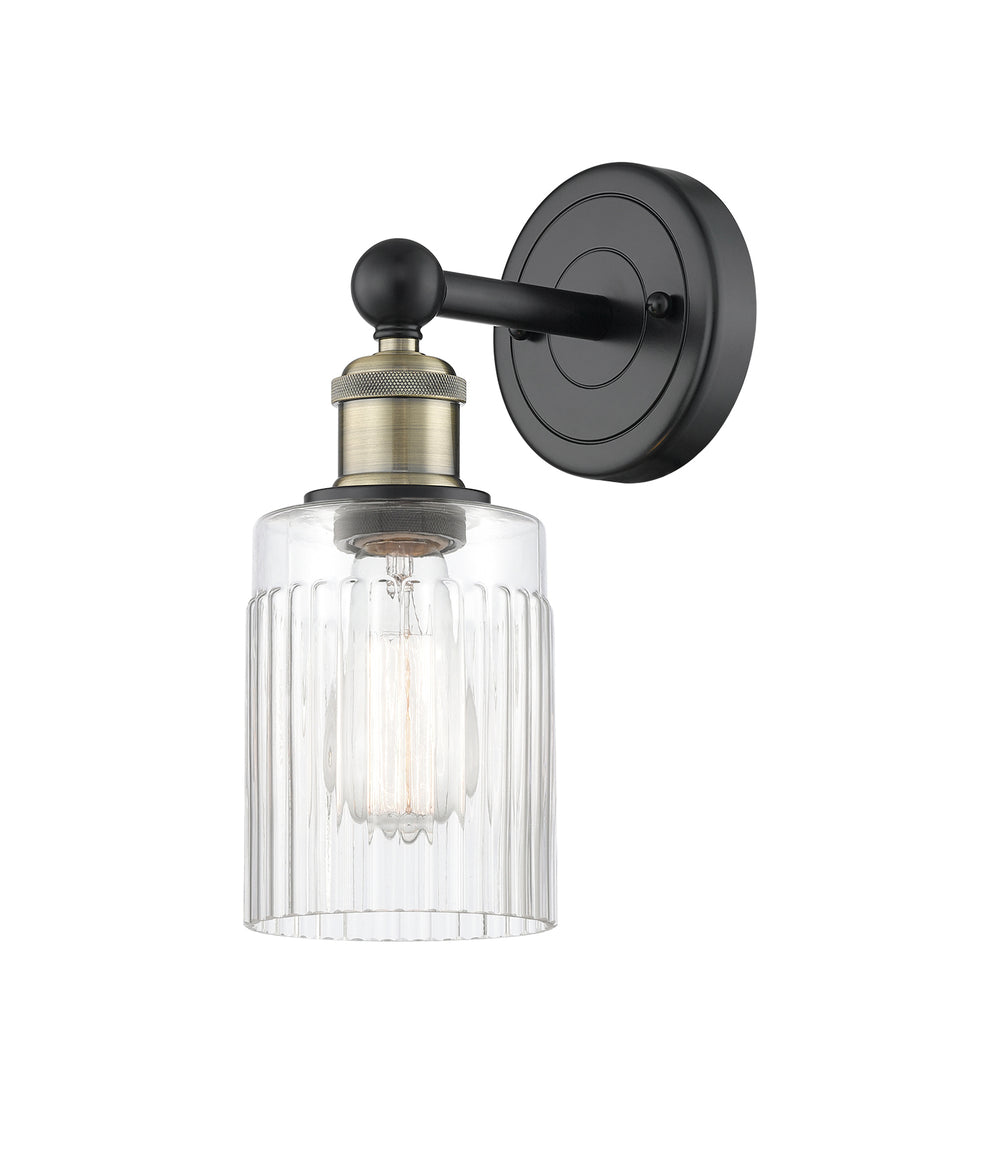 Innovations Lighting Hadley 5" Sconce - Black Antique Brass Wall Sconces Innovations Lighting Clear ; Glass Type: Clear; Ribbed  