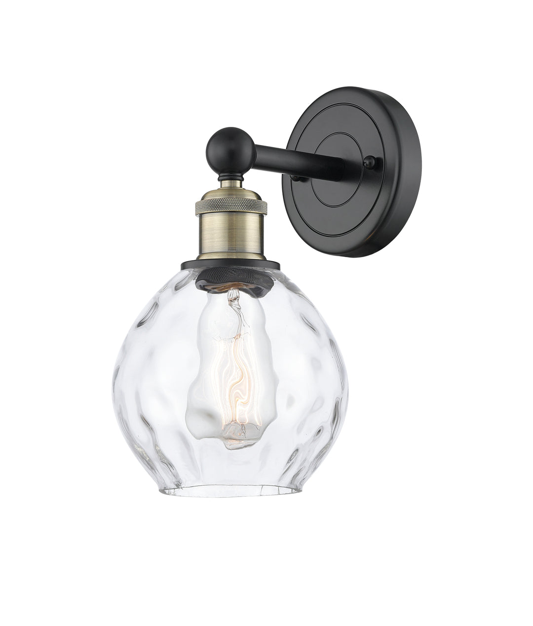 Innovations Lighting Waverly 6" Sconce - Black Antique Brass Wall Sconces Innovations Lighting Clear ; Glass Type: Water  