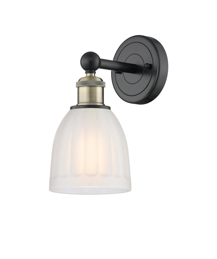 Innovations Lighting Brookfield 6" Sconce - Black Antique Brass Wall Sconces Innovations Lighting White ; Glass Type: Frosted; Ribbed  