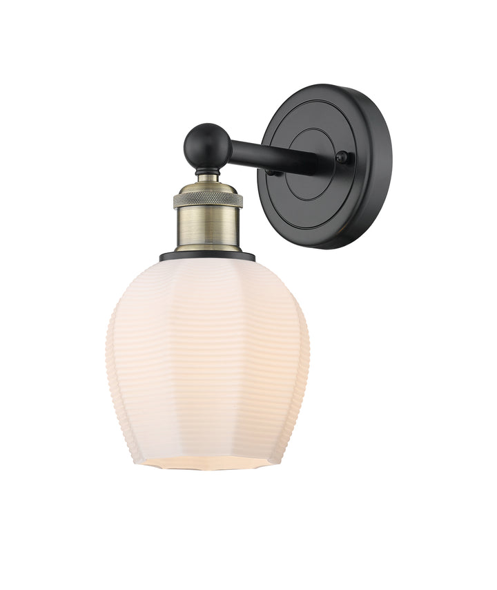 Innovations Lighting Norfolk 6" Sconce - Black Antique Brass Wall Sconces Innovations Lighting Matte White ; Glass Type: Frosted  