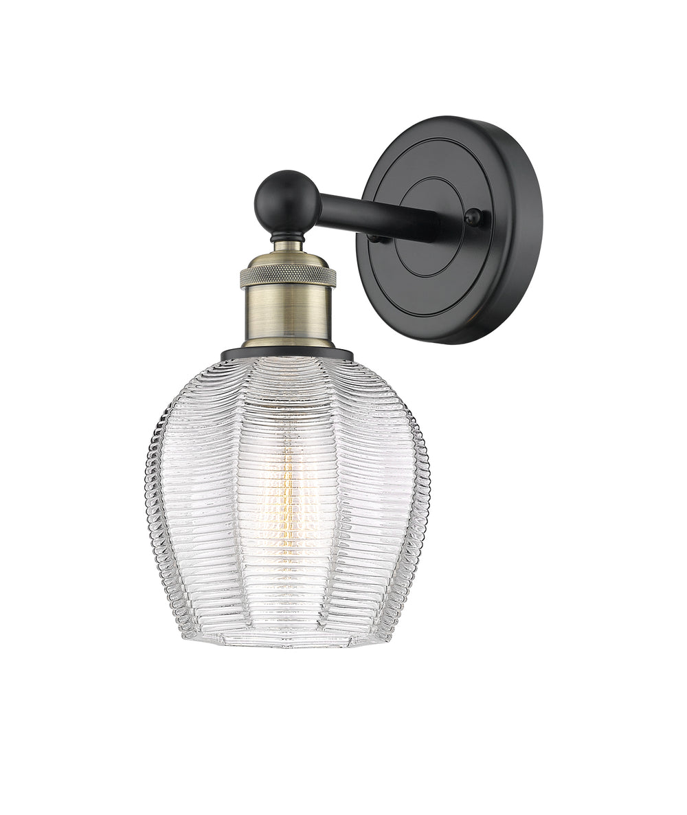 Innovations Lighting Norfolk 6" Sconce - Black Antique Brass Wall Sconces Innovations Lighting Clear ; Glass Type: Transparent  