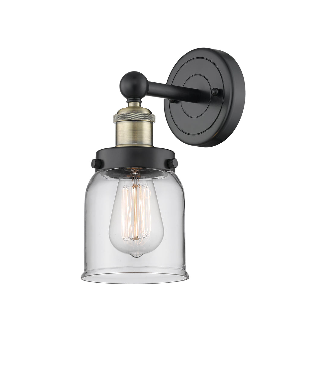 Innovations Lighting Bell 5" Sconce - Black Antique Brass Wall Sconces Innovations Lighting Clear ; Glass Type: Transparent; Ribbed  