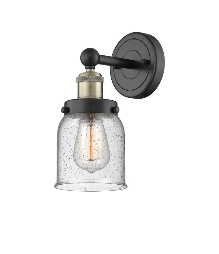 Innovations Lighting Bell 5" Sconce - Black Antique Brass Wall Sconces Innovations Lighting Seedy ; Glass Type: Seedy; Ribbed  