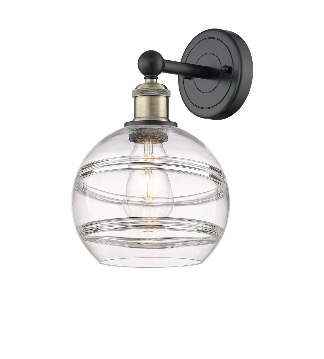 Innovations Lighting Rochester 8" Sconce - Black Antique Brass Wall Sconces Innovations Lighting Clear ; Glass Type: Clear  