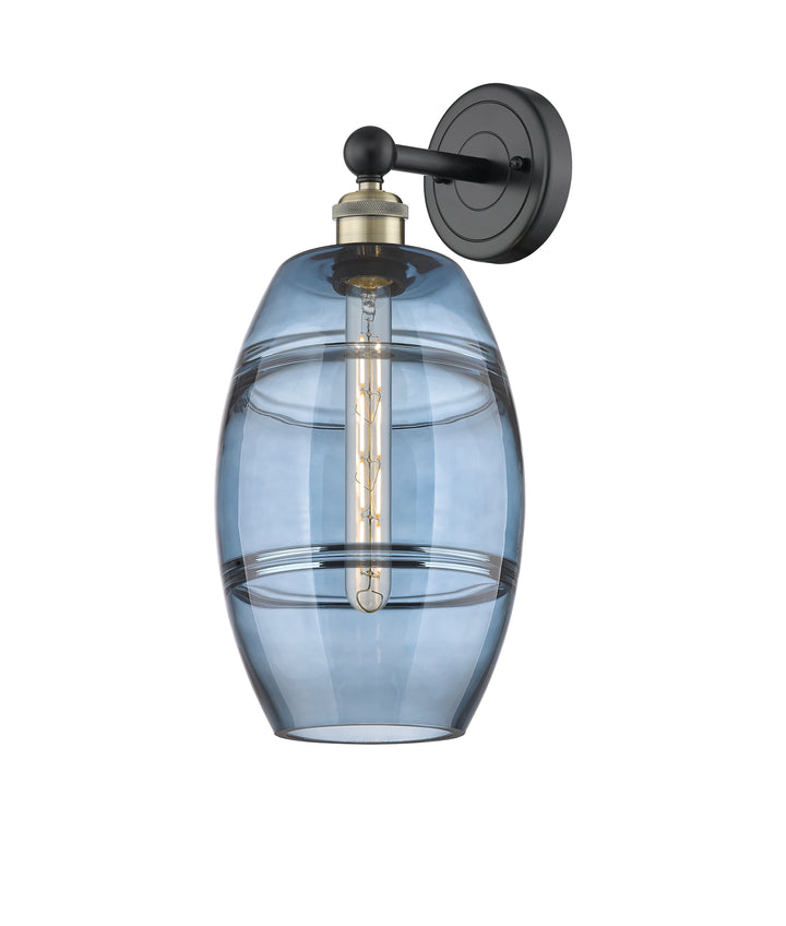 Innovations Lighting Vaz 8" Sconce - Black Antique Brass Wall Sconces Innovations Lighting Blue  ; Glass Type: Blue  