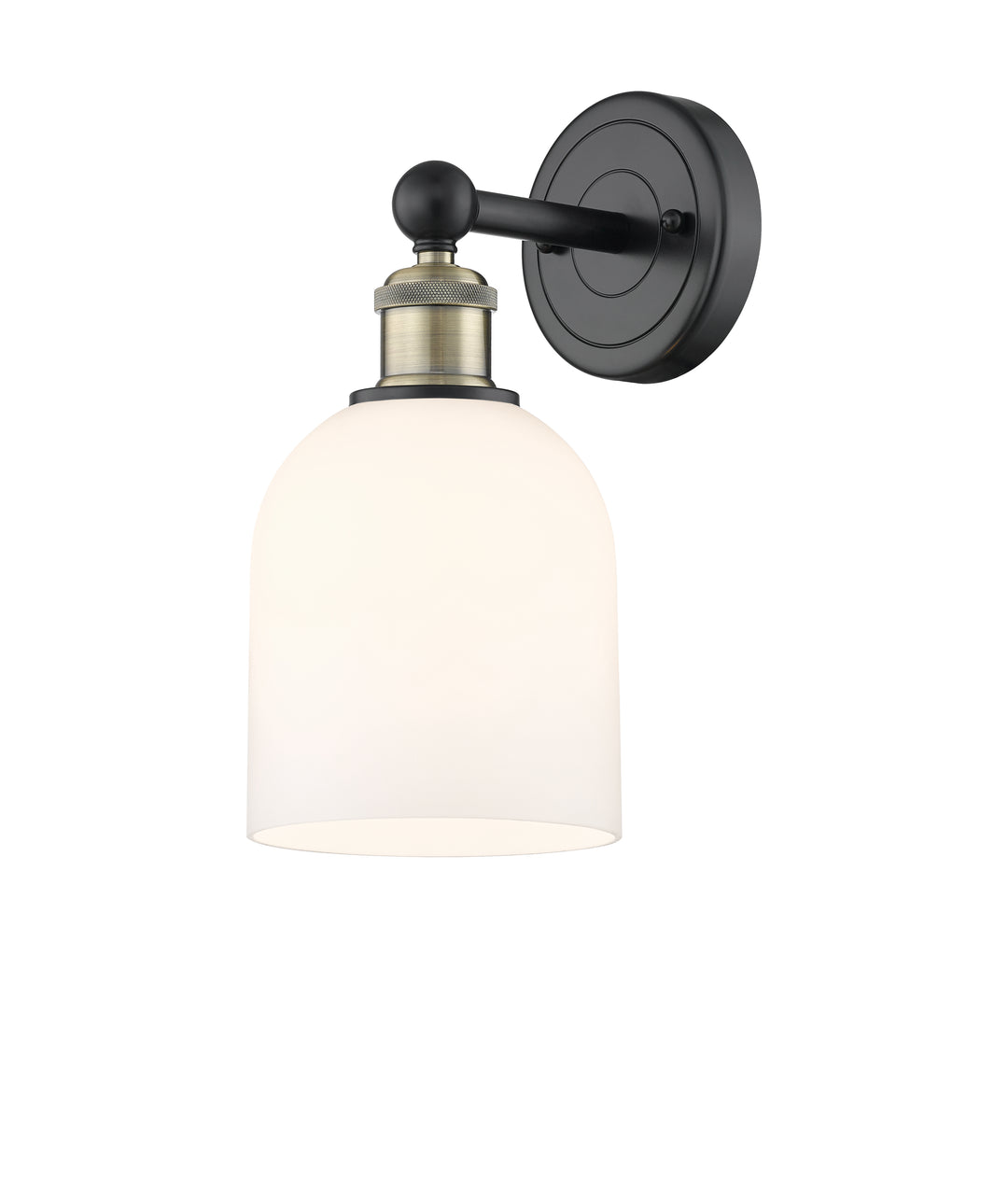 Innovations Lighting Bella 6" Sconce - Black Antique Brass Wall Sconces Innovations Lighting White ; Glass Type: White  