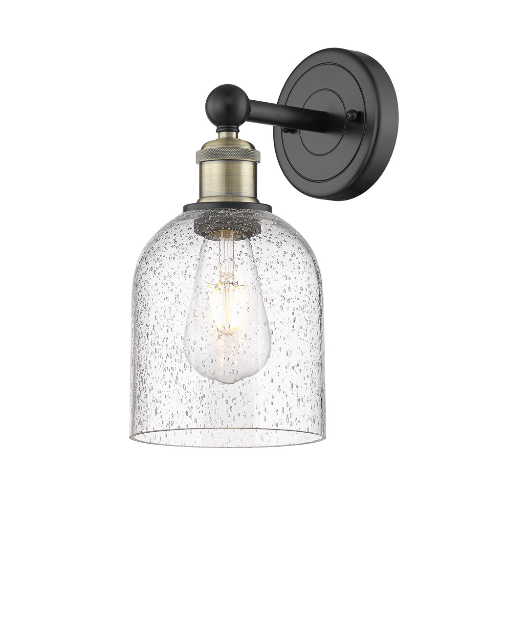 Innovations Lighting Bella 6" Sconce - Black Antique Brass Wall Sconces Innovations Lighting Seedy ; Glass Type: Transparent  