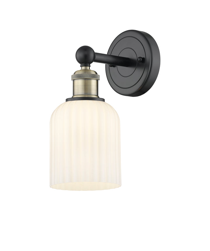 Innovations Lighting Bridal Veil 5" Sconce - Black Antique Brass Wall Sconces Innovations Lighting Gloss White ; Glass Type: Gloss White; Ribbed  