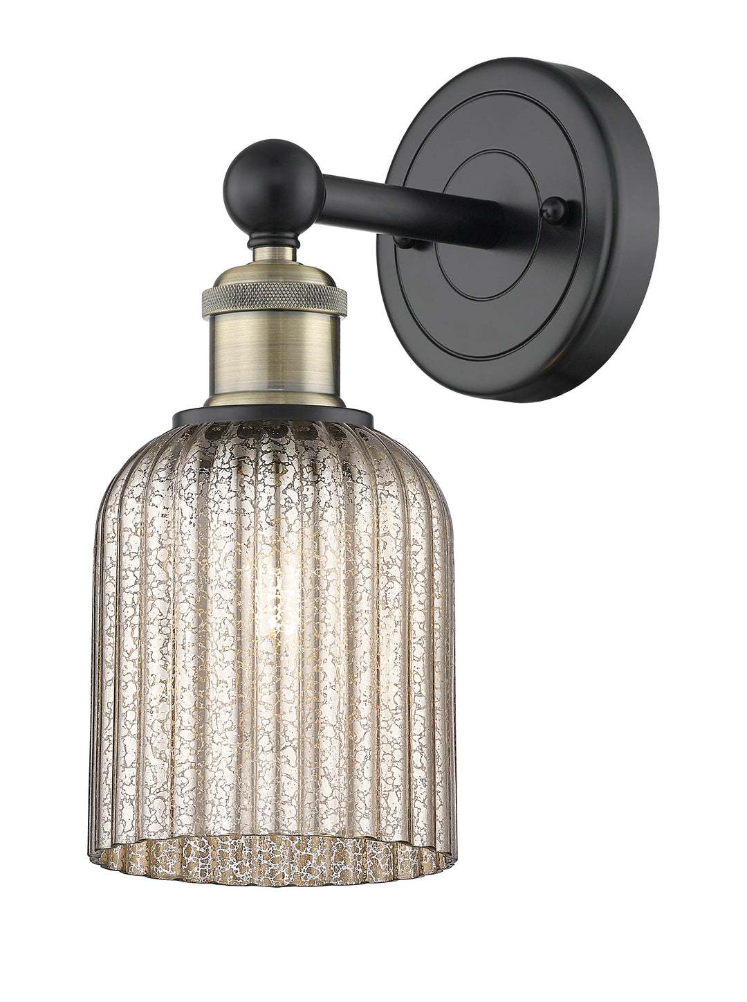 Innovations Lighting Bridal Veil 5" Sconce - Black Antique Brass Wall Sconces Innovations Lighting Mercury ; Glass Type: Mercury; Ribbed  