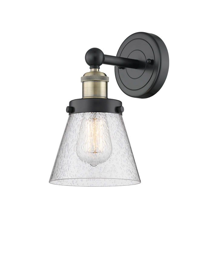 Innovations Lighting Cone 6" Sconce - Black Antique Brass Wall Sconces Innovations Lighting Seedy ; Glass Type: Seedy; Ribbed  