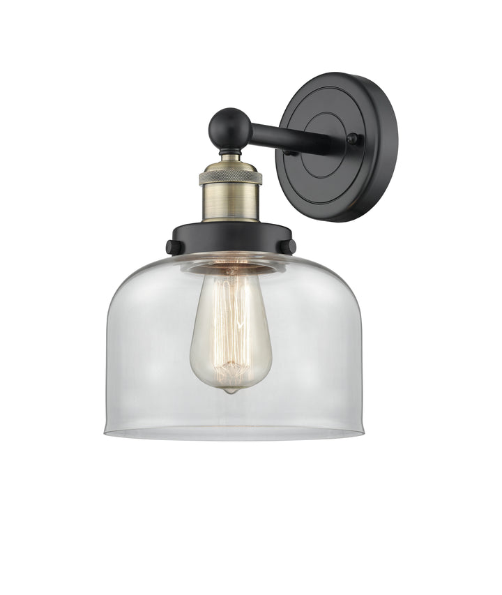 Innovations Lighting Bell 8" Sconce - Black Antique Brass Wall Sconces Innovations Lighting Clear ; Glass Type: Transparent; Ribbed  