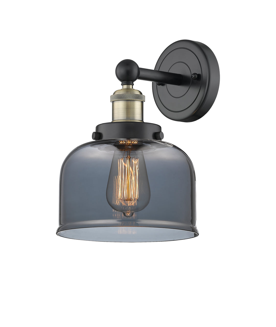 Innovations Lighting Bell 8" Sconce - Black Antique Brass Wall Sconces Innovations Lighting Light Smoke ; Glass Type: Colorful  