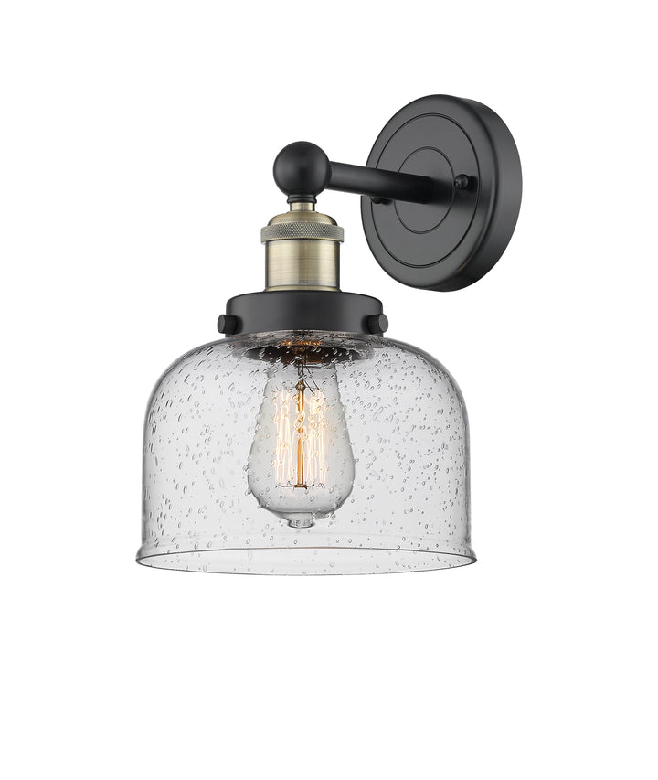 Innovations Lighting Bell 8" Sconce - Black Antique Brass Wall Sconces Innovations Lighting Seedy ; Glass Type: Seedy; Ribbed  